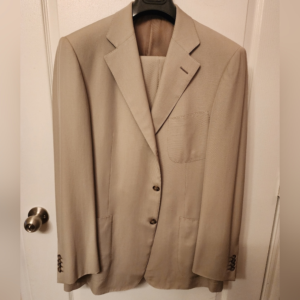 Ermenegildo Zegna tan silk/ wool suit.